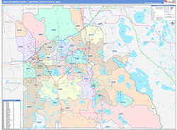 Lakeland-Winter Haven Metro Area Wall Map Color Cast Style 2026